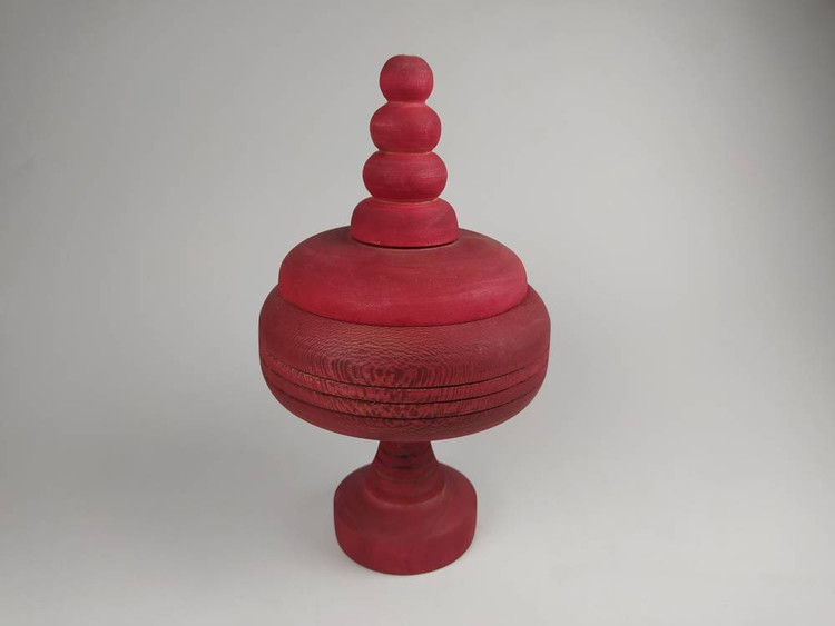 قندان چوبی با پوشش زرشکی