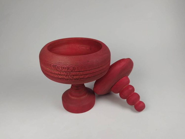 قندان چوبی با پوشش زرشکی